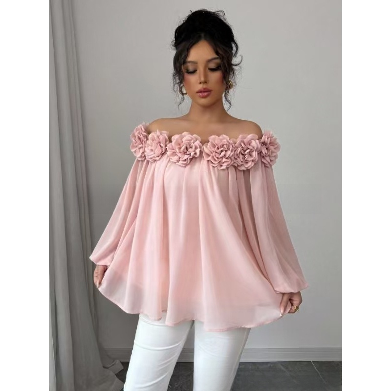 Crossfit Youtube - Elegante rückenfreie 3D-Blumen-Puffärmel-Tube-Top-Bluse für Damen –