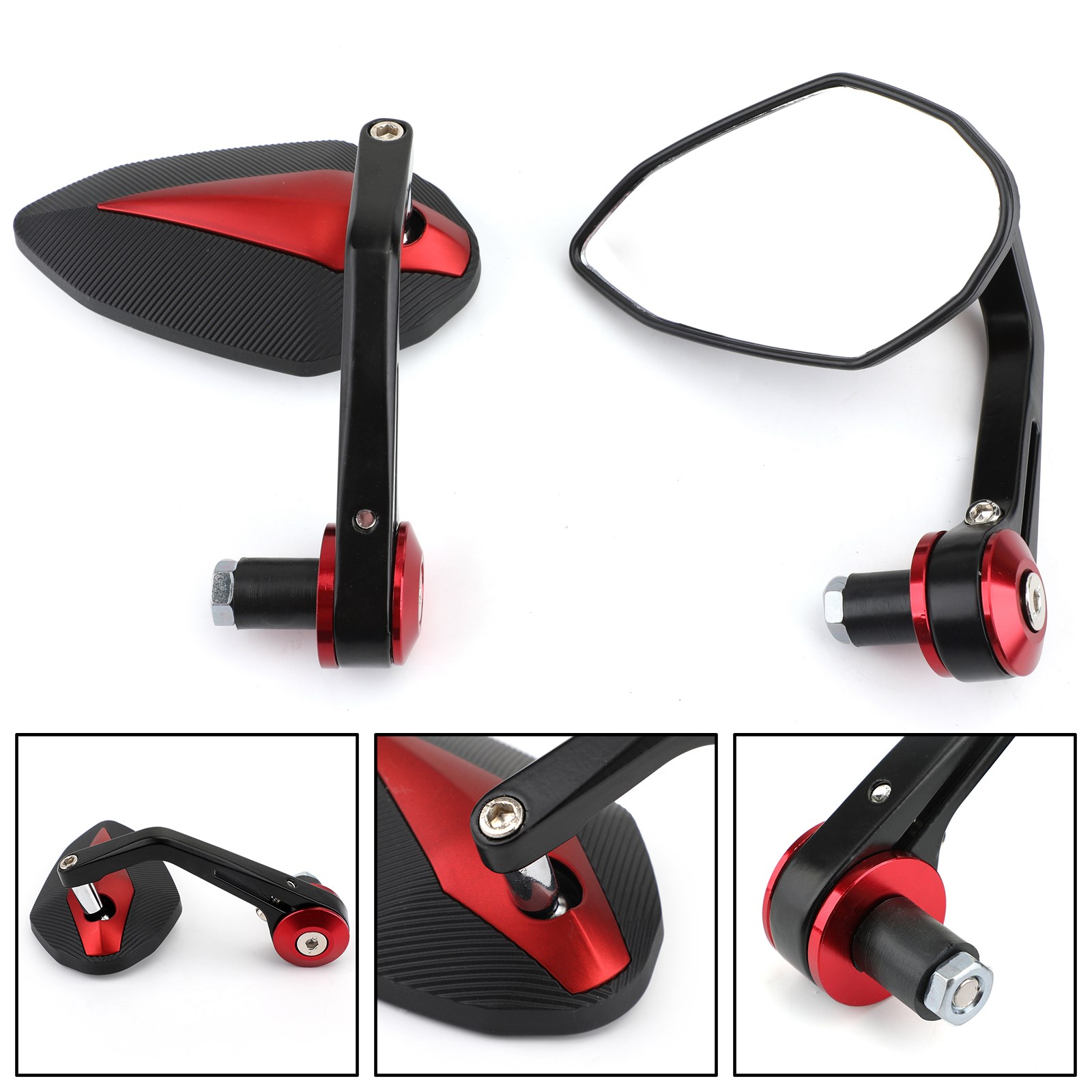 Crossfit Accessories - Areyourshop Schwarz-Rote Motorrad-Sportbike 7/8-Zoll Lenkerendenspiegel für