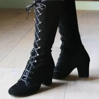 Crossfit Youtube - 2026 Mittelalterliche Damen-Freizeit-Reitstiefel Winter Schnürstiefel aus